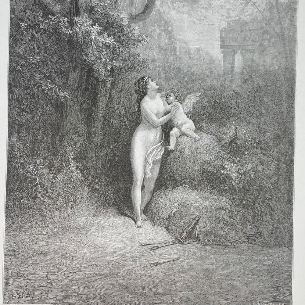 Dore, Fables, Love and Folly, Forest and Woodman, Bookplate, Art ~ 240706-WH 290